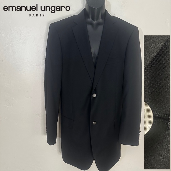 Ungaro Wool Blazer 44L Gently worn 100% wool 2 button Side vents 23" armpits - Picture 1 of 4
